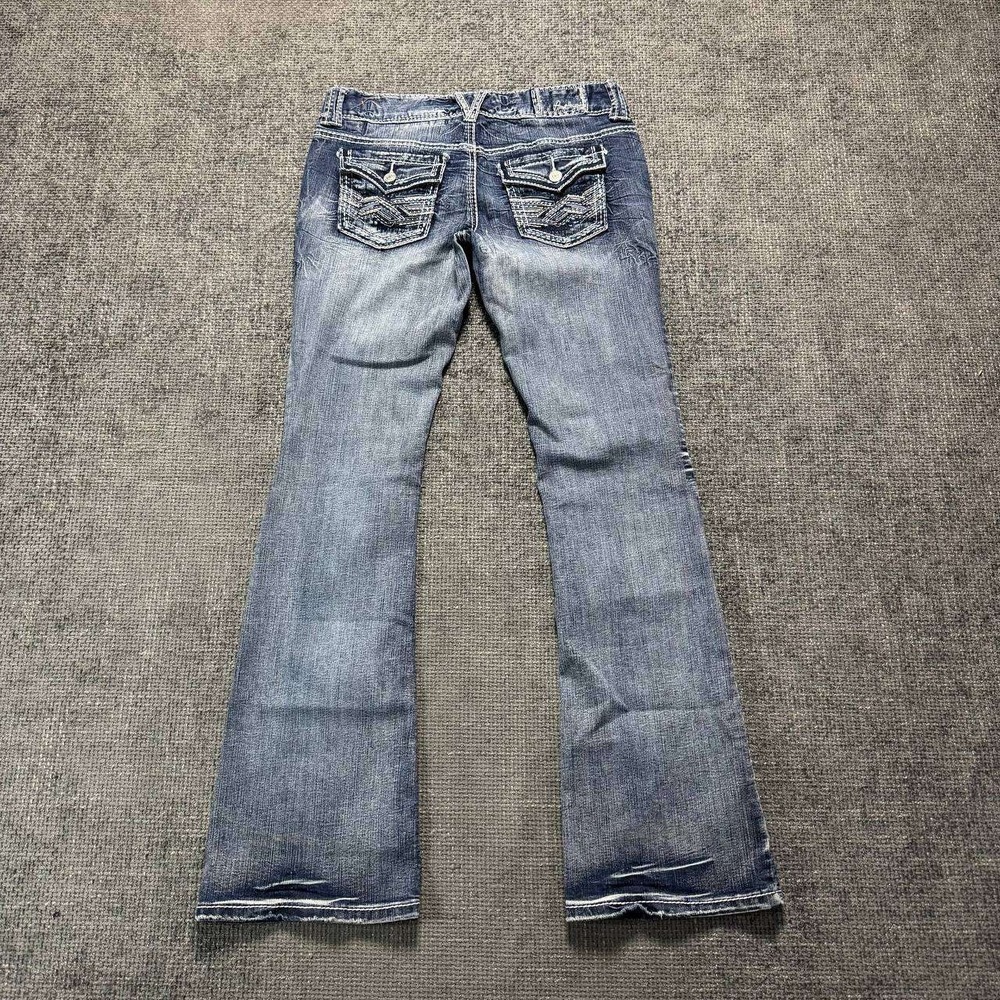 Amethyst Flare Jeans Womens 28 Blue Thick Stitch Y2K Western Low Rise A101